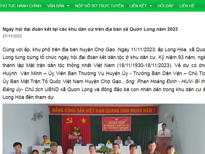 Ngày hội đại đoàn kết tại các khu dân cư trên địa bàn xã Quơn Long năm 2023