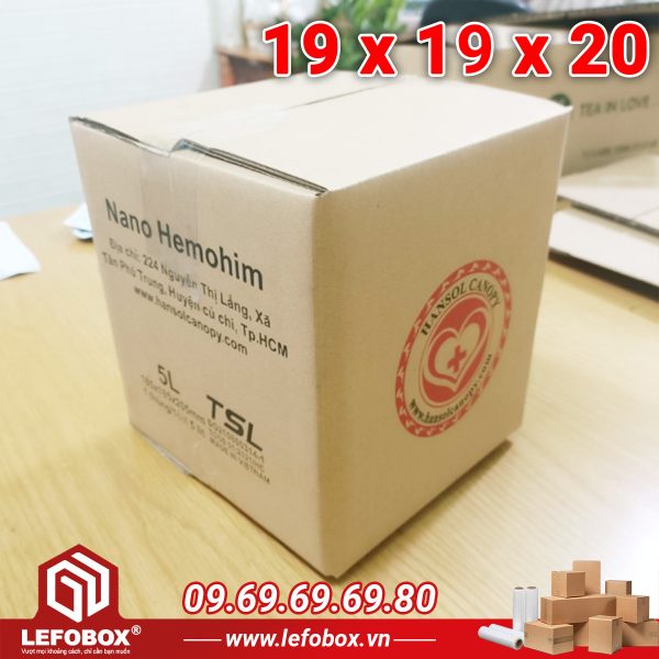 Thùng carton cũ 5 lớp có in 19x19x20